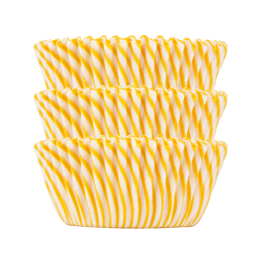 Yellow Candy Stripe Baking Cups