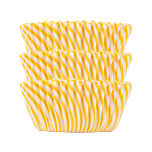 Yellow Candy Stripe Baking Cups