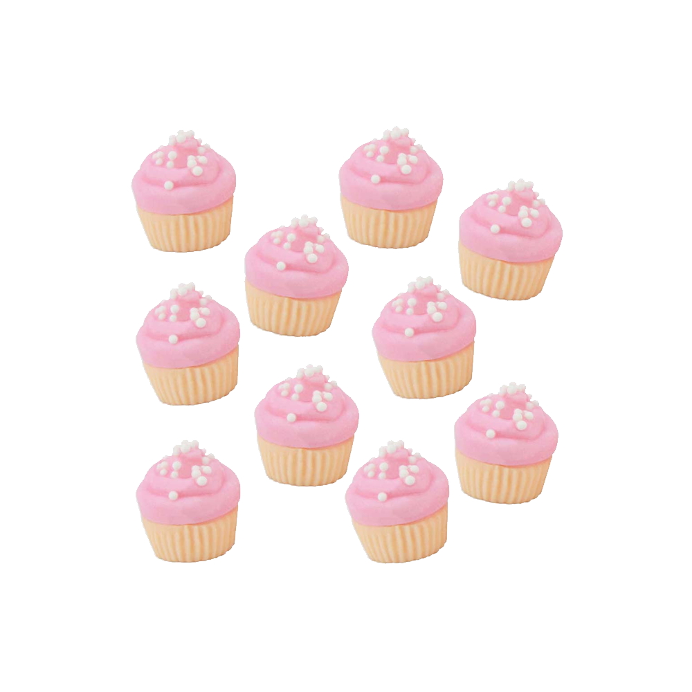 Mini Pink Vanilla Fondant Cupcakes